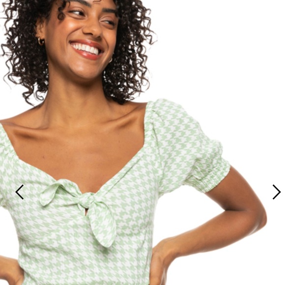 NWT ROXY Summertime Feeling Green & White  checkered Midi Dress Size XL - Picture 7 of 14